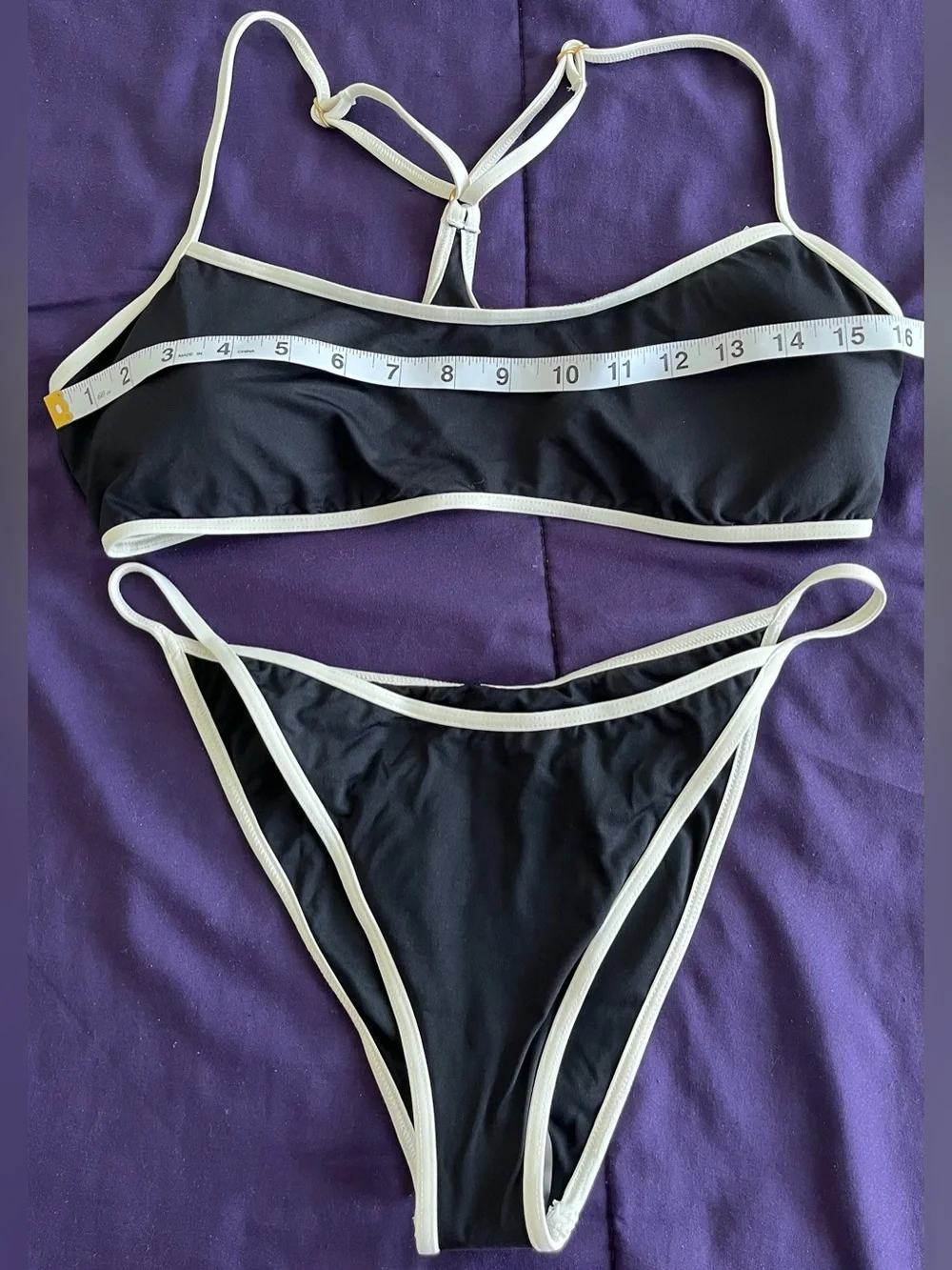 L*Space Bikini Set Pamela Top & Tommy Bottoms Black/Cream Size XL Resortwear